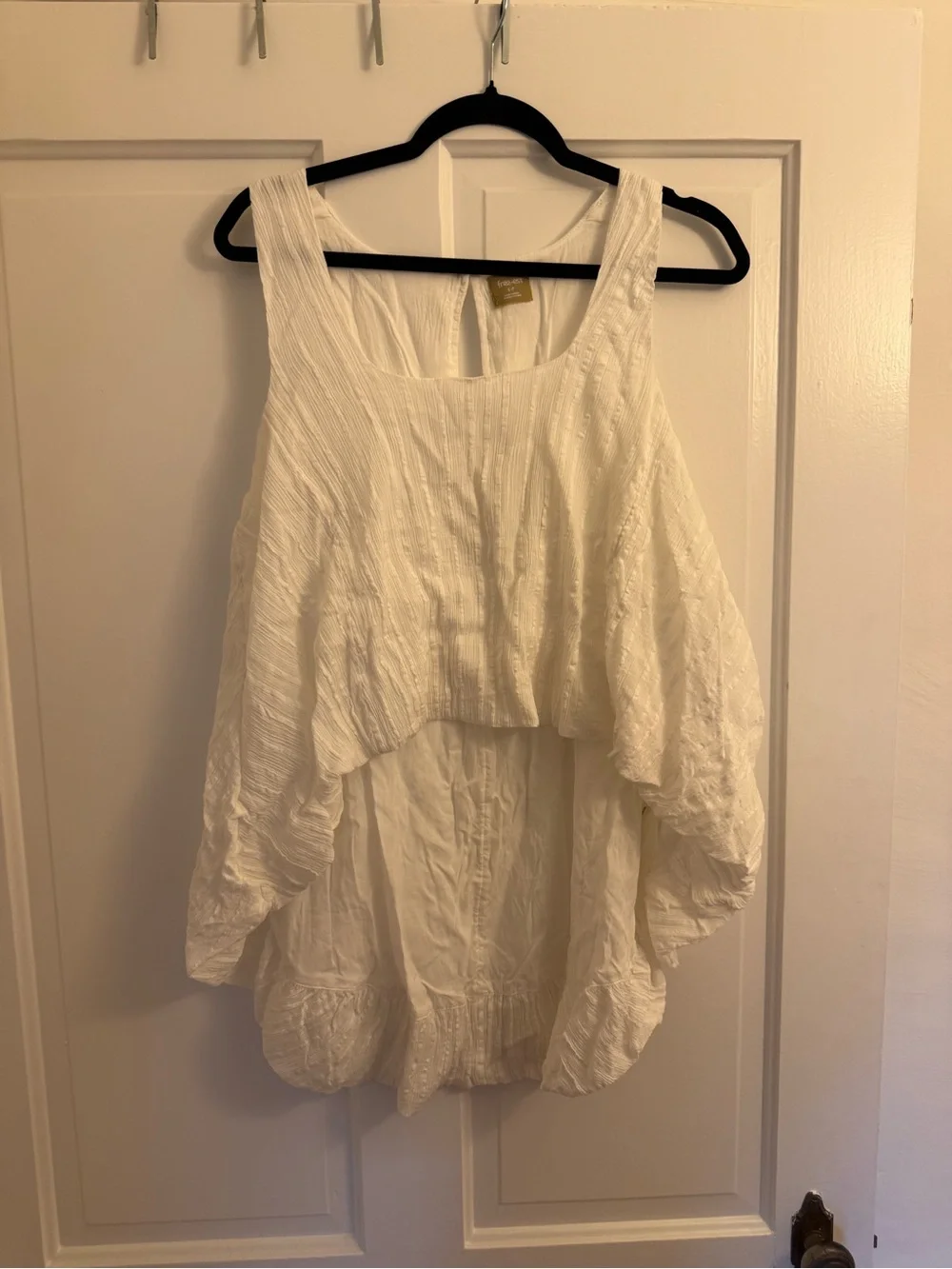 Free People White Textured Cropped Tank